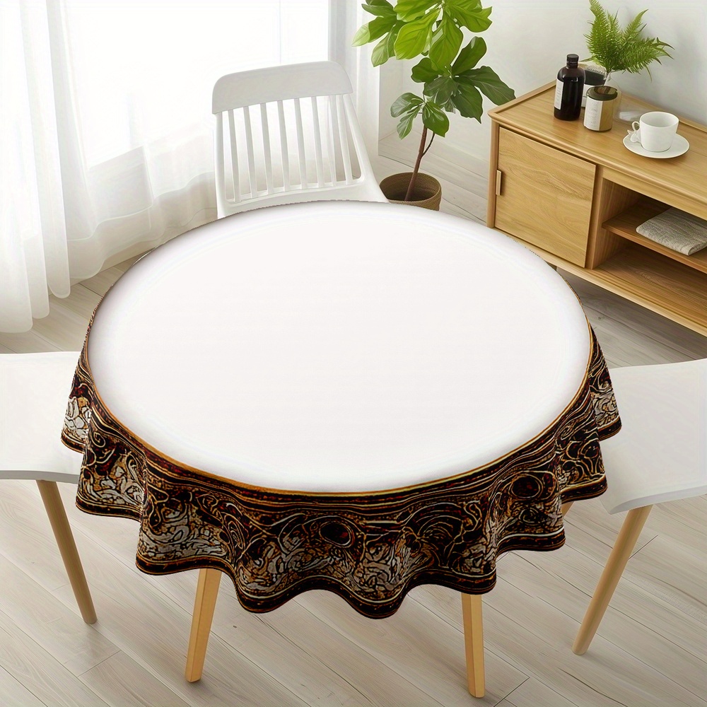 1pc Mantel * - Tela de Poliéster * con * Paisley Elegante en Dorado * * *  para Mesas Estándar para Decoración de Comedor de Cocina, Fiestas  Interiores y Exteriores, Accesorio de Mesa Interior, ..., image size:1000x1000