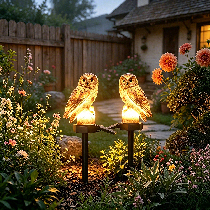 TEMU 2pcs Solar Led Owl-shaped Outdoor Ground Lights | Outdoor Decorative Lights | Outdoor Ambiance Lights | Holiday Decorative Lights - Suitable For