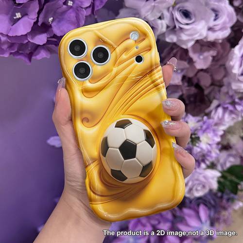 imagen del artículo para teléfono - protección 2d, anticaídas y resistente a arañazos, diseño de dorados alrededor de una pelota de fútbol clásica, compatible con iphone 17 16 15 14 13 12 11 8 7 x pro