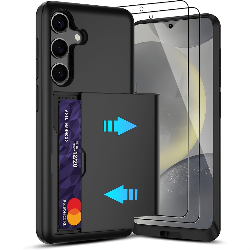 TEMU Phone Case - Phone Case- 3pcs Set (1 Phone Case + 2 High-definition Screen Protectors) With Built-in Card Slot. This Phone Case Is Compatible