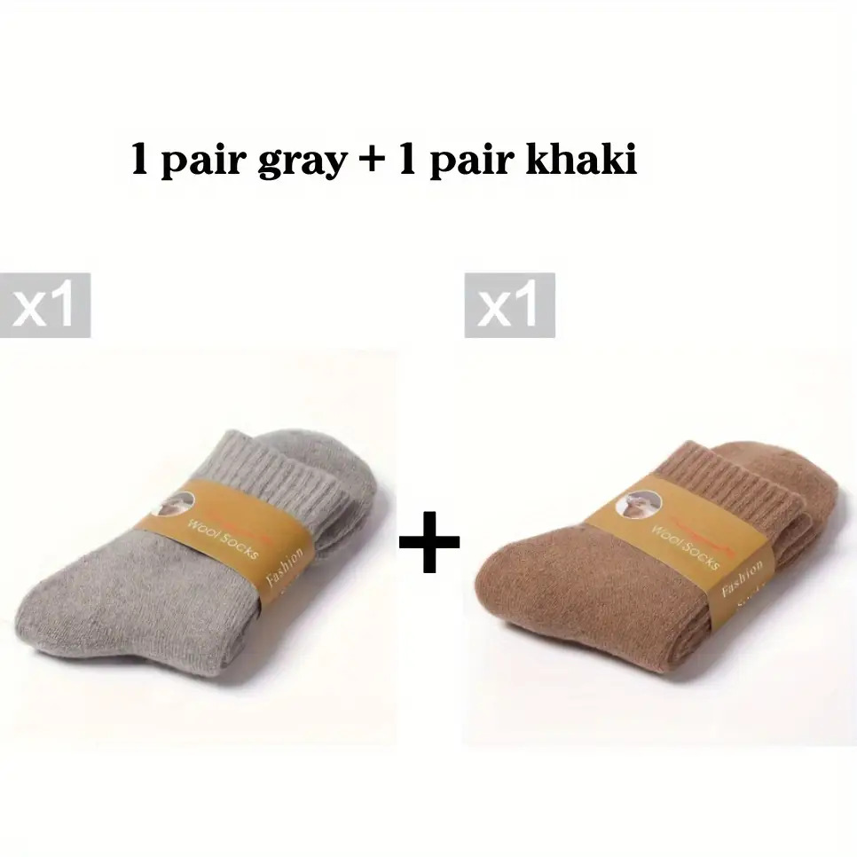 Autumn Winter Thickened Wool Socks, Unisex Solid Color Casual Warm Mid-calf Socks, Hand Wash Only