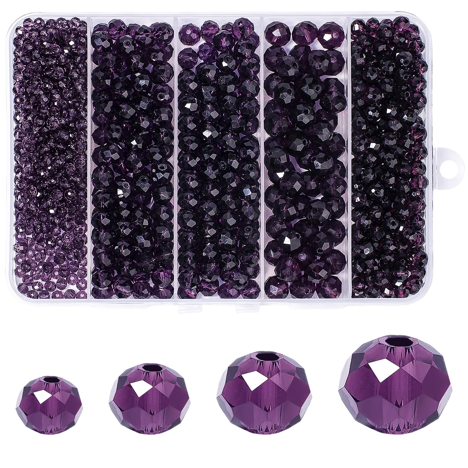 TEMU 2D Plat - 850pcs Perles en Verre Cristal 3/4/6/8Mm pour la Fabrication de Bijoux, Perles Rondelles Facettées Plates pour Bracelets Boucles
