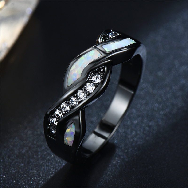 Image of 1 Gun-black Plated Twisted Infinity Ring With Synthetic Zirconia In A Gothic Style, A Gender-neutral Ring, Is A Perfect Commemorative Gift For Or .