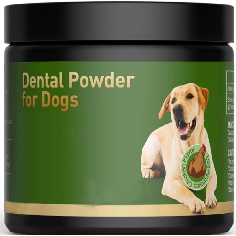 Dog Dental Powder Teeth Cleaning - Plaque Tartar Remover Pet Oral Care, Dog Breath Freshener with Probiotics Natural Ingredients, Pet Food Topper (50G), Without Battery