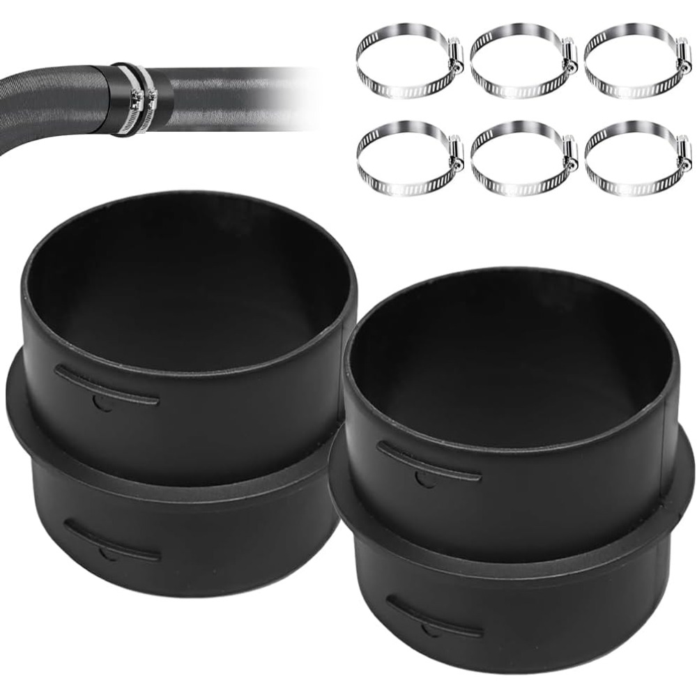 75mm Heater Pipe Connector, 2pcs Heater Pipe, 75mm Air Duct Connector With 6 Adjustable Clips, Suitable For And Heater Accessories