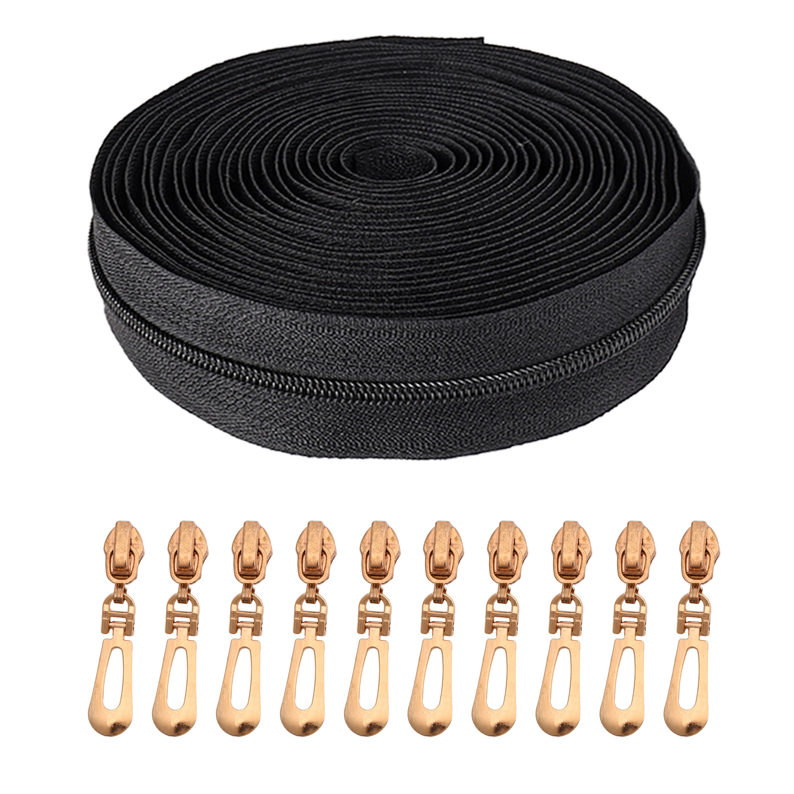 TEMU 1 Set, (177 Inches/ 450 Cm) Nylon Zipper With 10 Zipper Sliders, Suitable For Replacing Zippers In Home Sewing, Handcraft Projects, As Well As
