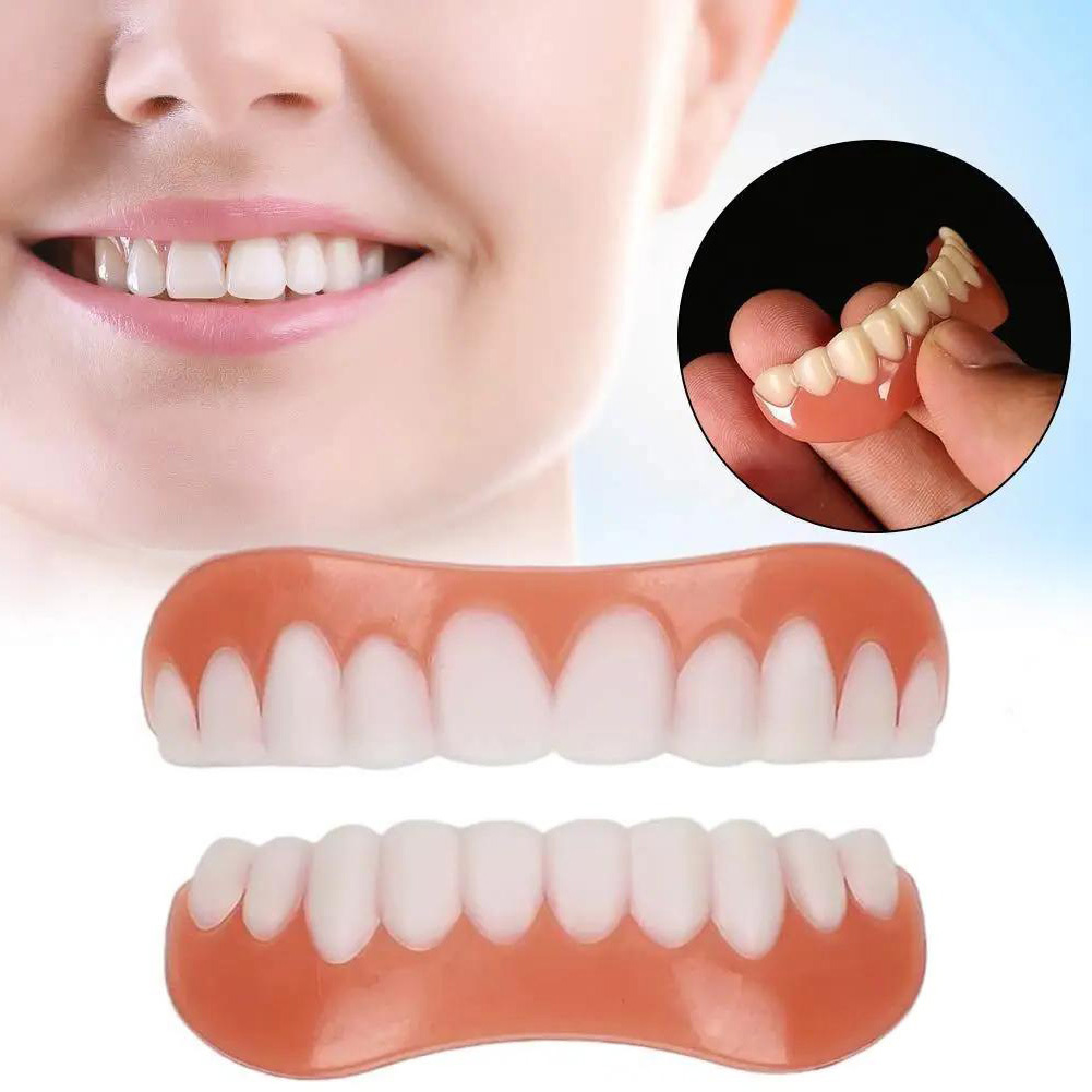 

1pc Silicone Denture Set, Upper And Lower Teeth Veneer, Easy To Create A , Denture Corrector