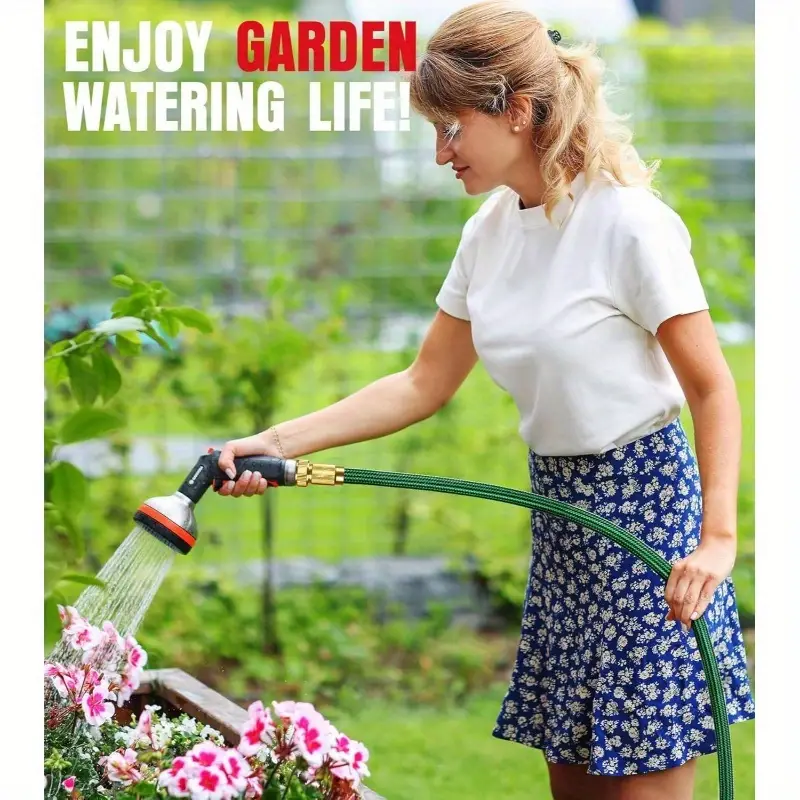 heavy duty non-expandable garden hose - 25ft lightweight flexible hose with kink-resistant design, leakproof male/female connectors, outdoor use for lawn, garden, car washing - compatible with american/european faucets, lawn care, durable construction, sturdy connectors, landscaping professionals Product details 6