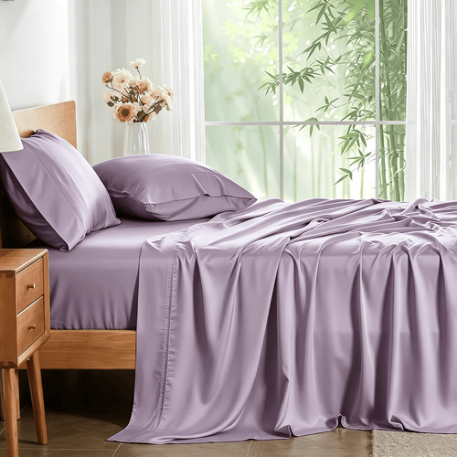 4pcs cooling bamboo fiber sheet set 16 inch extra deep pocket sheets cooling bedding ideal for hot sleepers wrinkle and shrink resistant twin full queen and king sizes