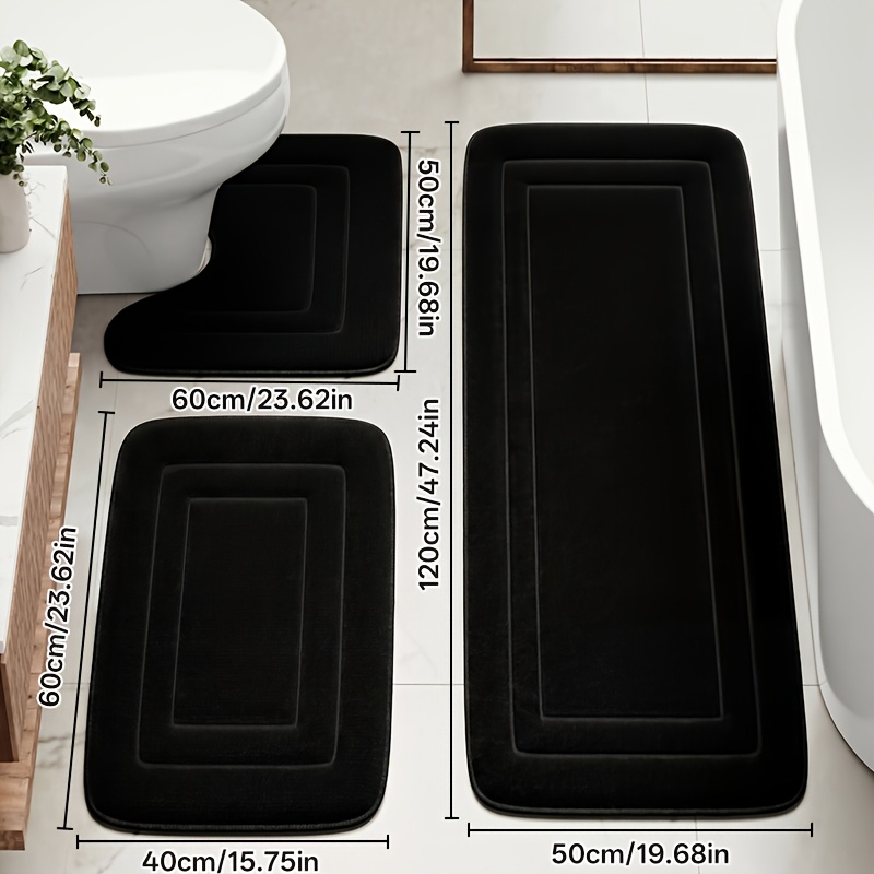 TEMU [Super Doux | Absorbant] Ensemble de 3 tapis de sol de salle de bain super doux et absorbants | Tapis de toilette antidérapant à séchage rapide