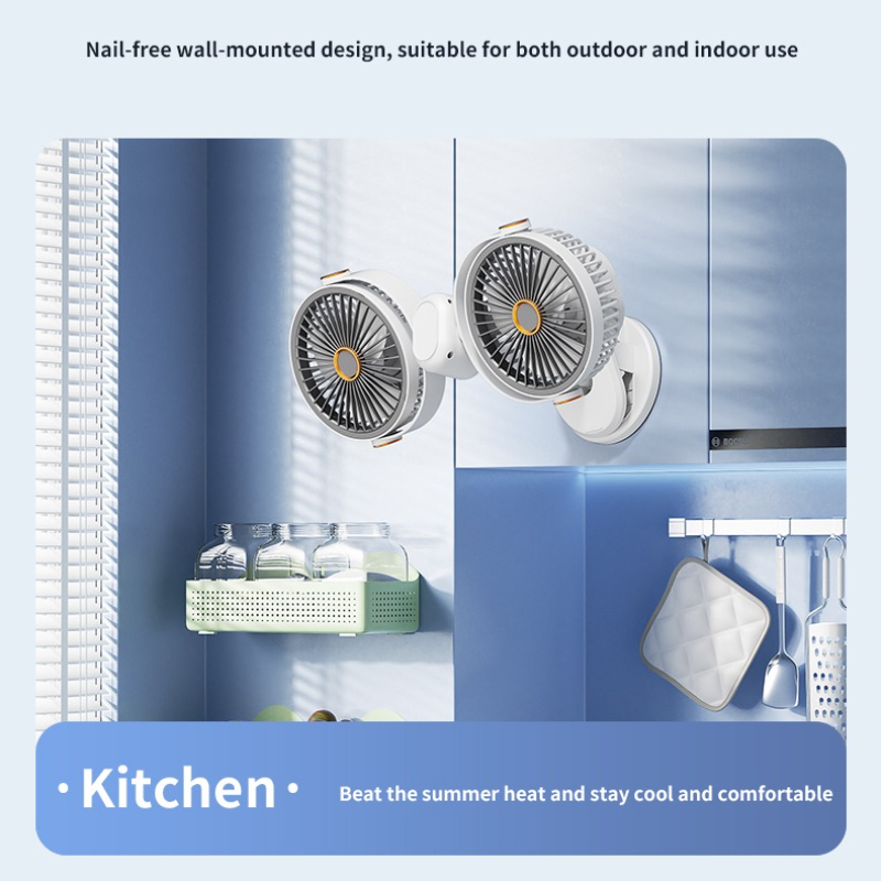 A Dual-Head Fan with Independent Control That Can Be Clipped, Hung, Stood, Or Suspended, Featuring Five Speed Settings That Can Be Switched with a Single Button. It Makes a Perfect Gift for Family, Friends, And Colleagues, Suitable for Housewarming