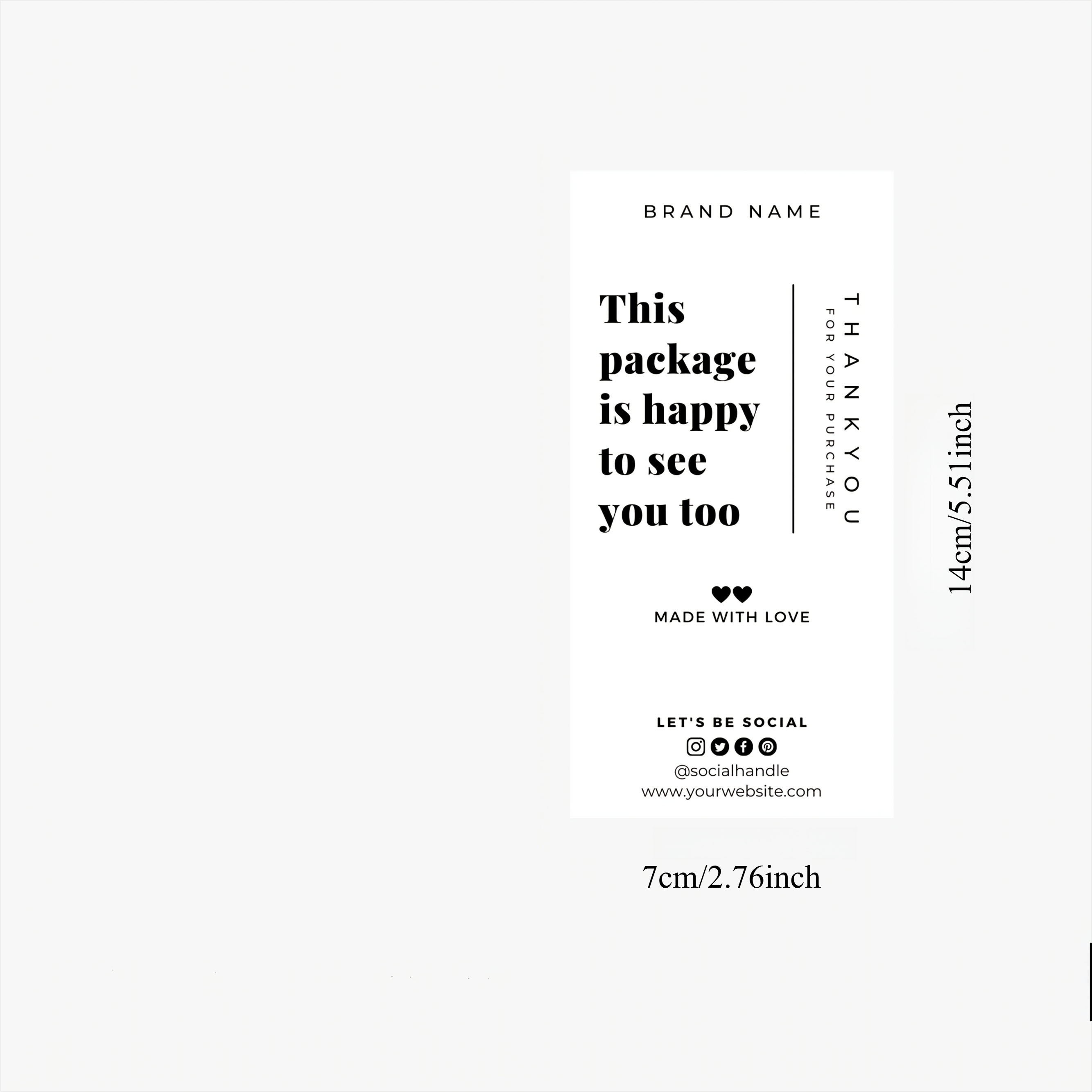 TEMU [customizable] 50pcs/100pcs Customizable Adhesive Packaging Box Sealing Labels, Size 4.8x9.6cm/7x14cm, Self-adhesive Rectangular Stickers, For