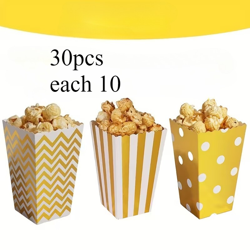 E-shop 30 Stück Goldene Popcorn-Boxen 4,35 x 2,76 x 1,97 Zoll -Boxen aus Karton, Popcorn-Behälter für Partysnacks, Süßigkeiten, Popcorn-Tüten,
