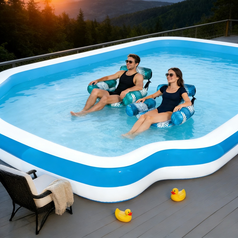 1/2 Pack Leaf Design Floating Lounge Chair - Adult Inflatable Pool Chair, Portable Summer Beach Float For Beach, Lakeside, And Pool Parties