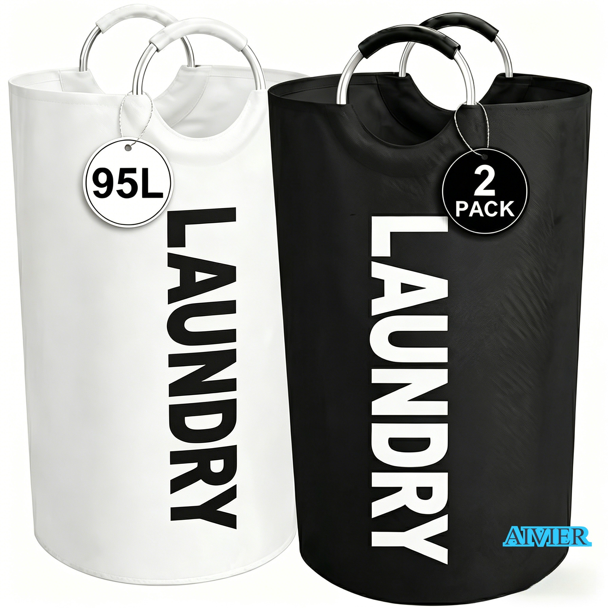 95l Large Laundry Basket, Collapsible Laundry Bag, Freestanding Tall Clothes Hamper, Foldable Washing Bin(not Waterproof), Laundry Hampers