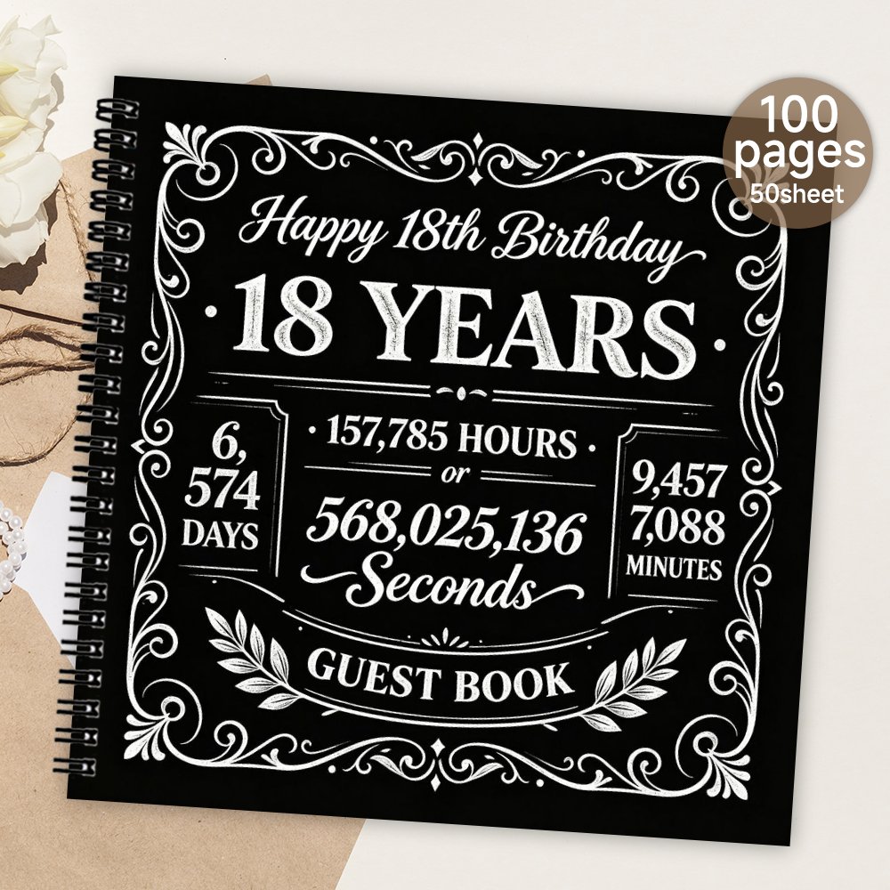 TEMU 1pc 'or , 'invités à pour 18e anniversaire, Livre de messages et de style , Cadeau et album souvenir significatifs pour fête d'anniversaire de