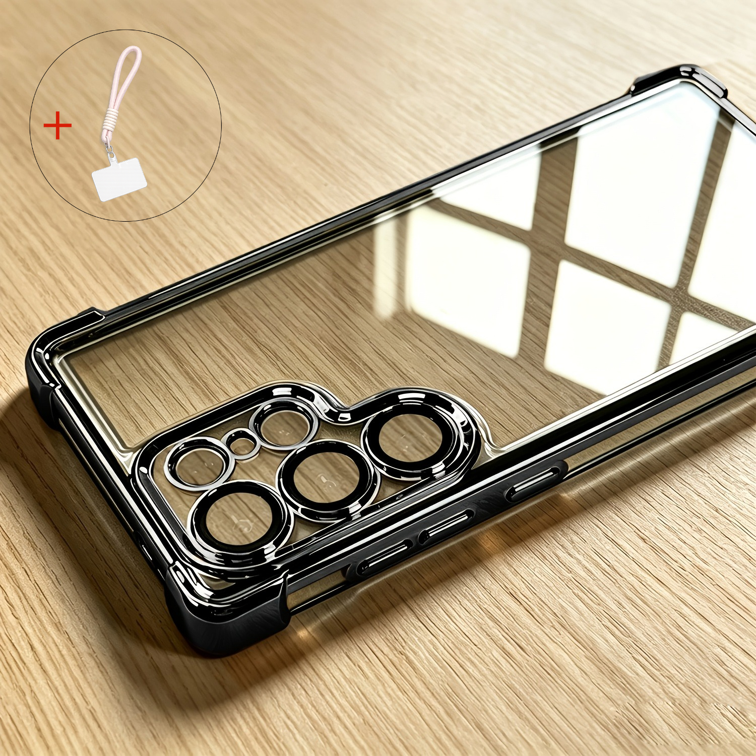 Image of Phone Case: 2pcs [phone Case + Neck Lanyard] Luxury Transparent Electroplated Phone Case For Galaxy S26, S25, S24, S23 & S22, Plus, Ultra, Fe & Edge, Full Camera Lens Protection, , Shockproof Cover