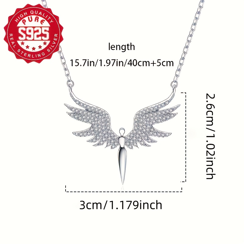 Women's S925 Silver Angel Wings Necklace, Exquisite Design