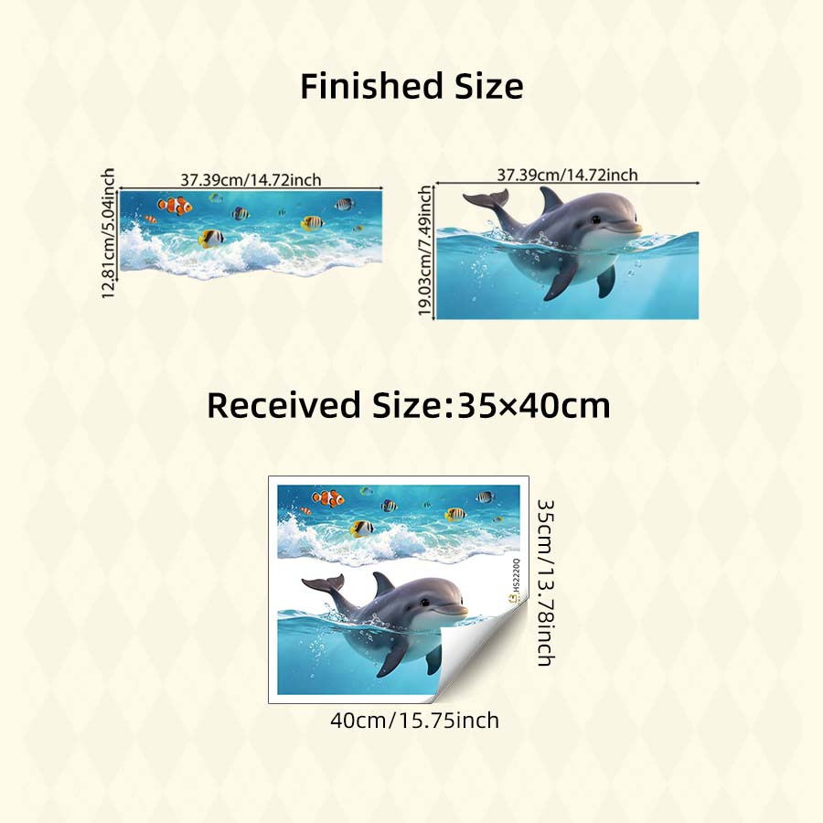 TEMU 1pc Cute Dolphin Toilet Tank Decal, Smiling Underwater Animal Vinyl Sticker, Ocean Wave Bathroom Wall Art For Home Decor Or Washroom Makeover