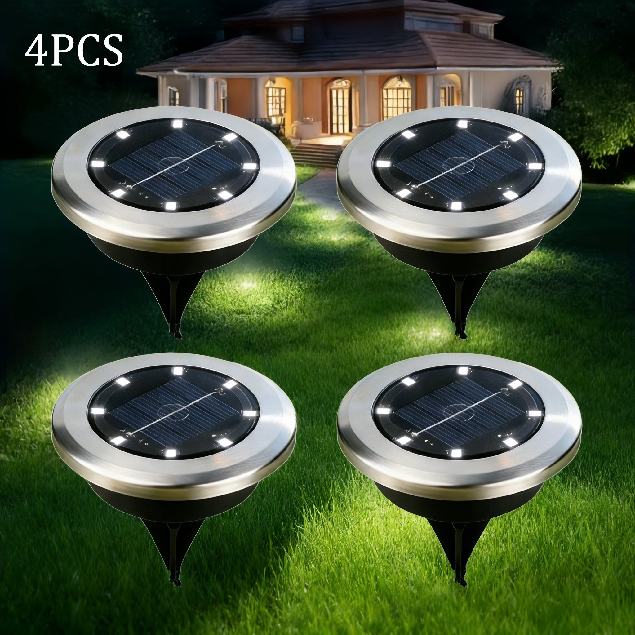 TEMU 4pcs Motion Sensor Pathway Lights | Stainless Steel Spotlights, Outdoor Landscape Lighting, Garden Lawn , Path Courtyard Walkway Terrace, Home