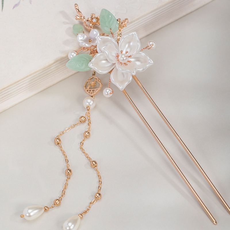 Chinese Style Camellia Flower Hair Stick Handmade