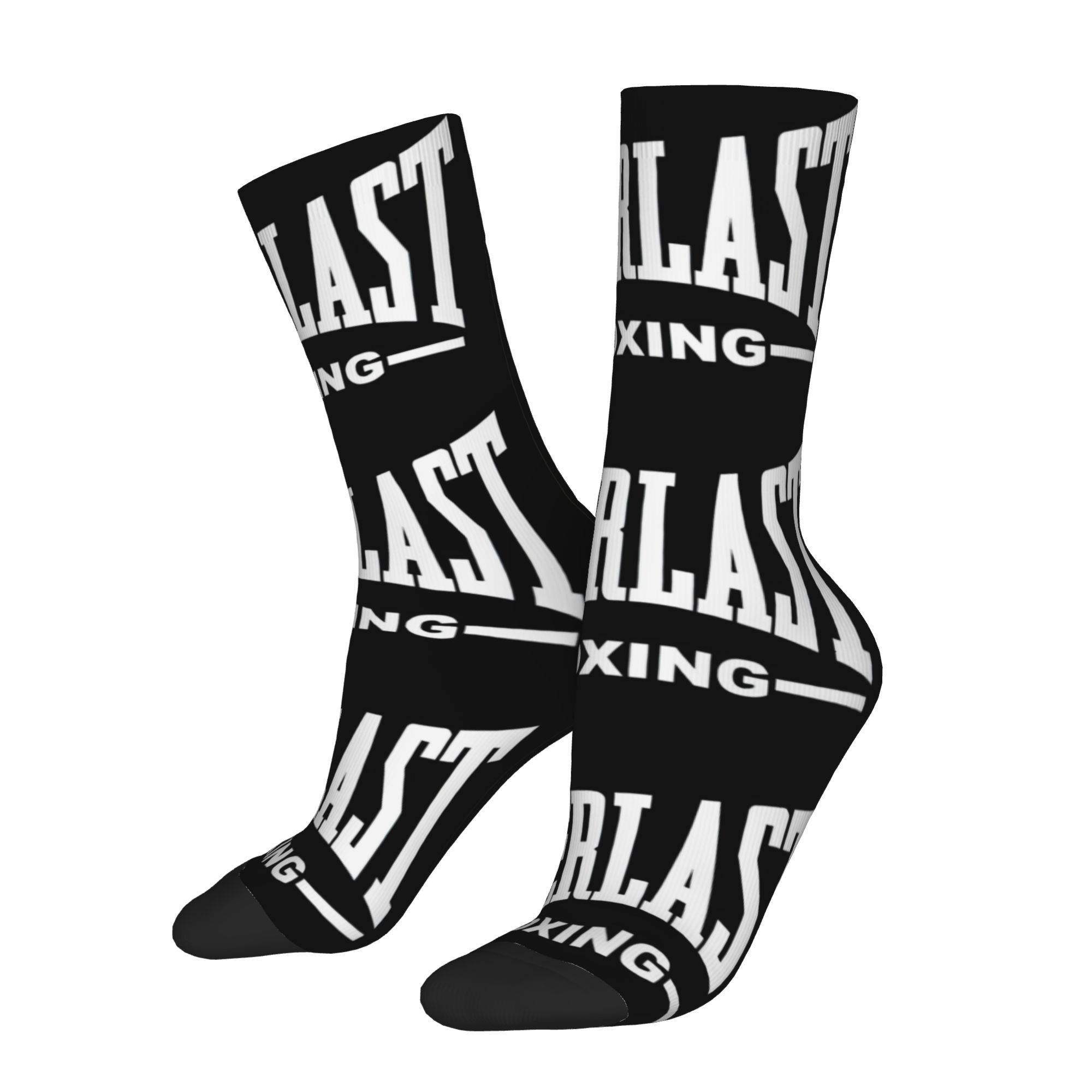 TEMU 1 Pair Hip Hop Vintage Boxing Crazy Men's Compression Socks Unisex Boxing Harajuku Pattern Printed Funny Novelty Happy Comfortable Sock
