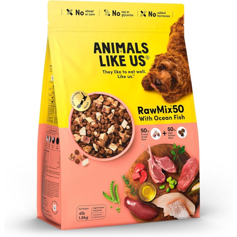 Freeze- Dried Raw Ocean Fish Recipe Dog Food, Protein Rich, Includes Kibble, Non- GMO, No Wheat or Corn, 1.8kg