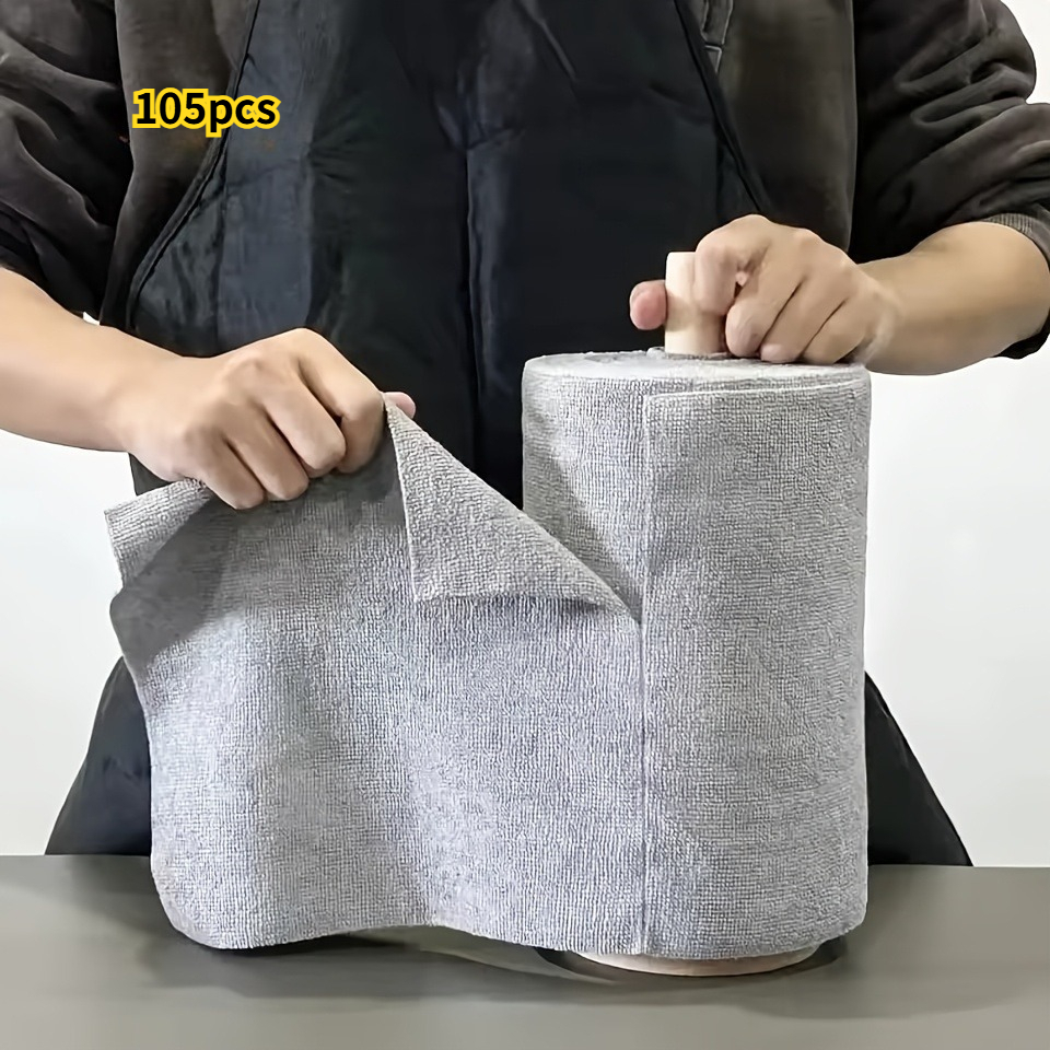 TEMU 105pcs Large Roll Of Cleaning Cloth Pads, Tear-off Microfiber Towels, Kitchen Towels, Tea Towels, Convenient And , Reusable, Washable,