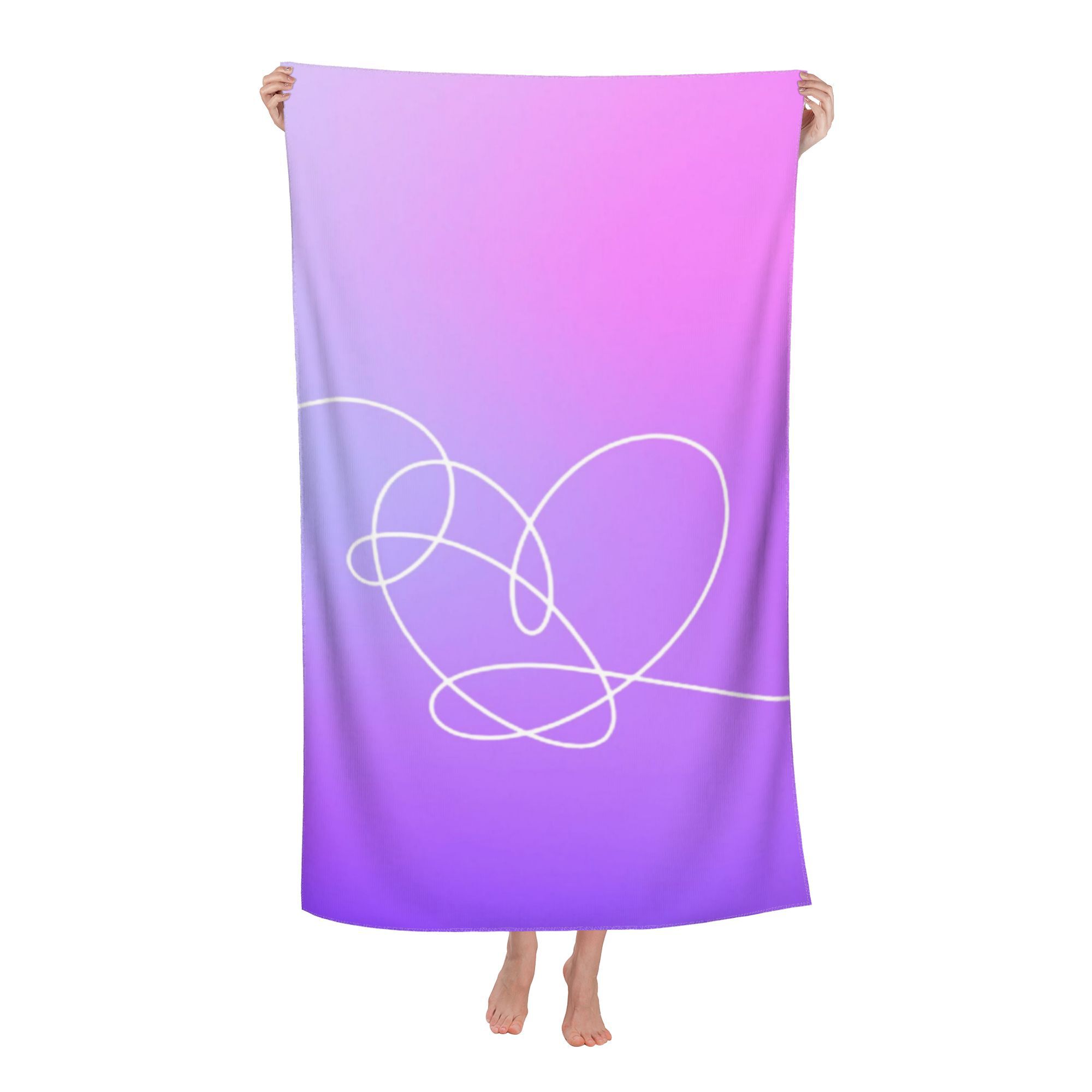 TEMU Purple Heart K-pop Theme Beach Towel, Ideal Gift For , Soft Absorbent Quick-dry Bath Towel, Suitable For Swimming, Camping, And Shower, Perfect