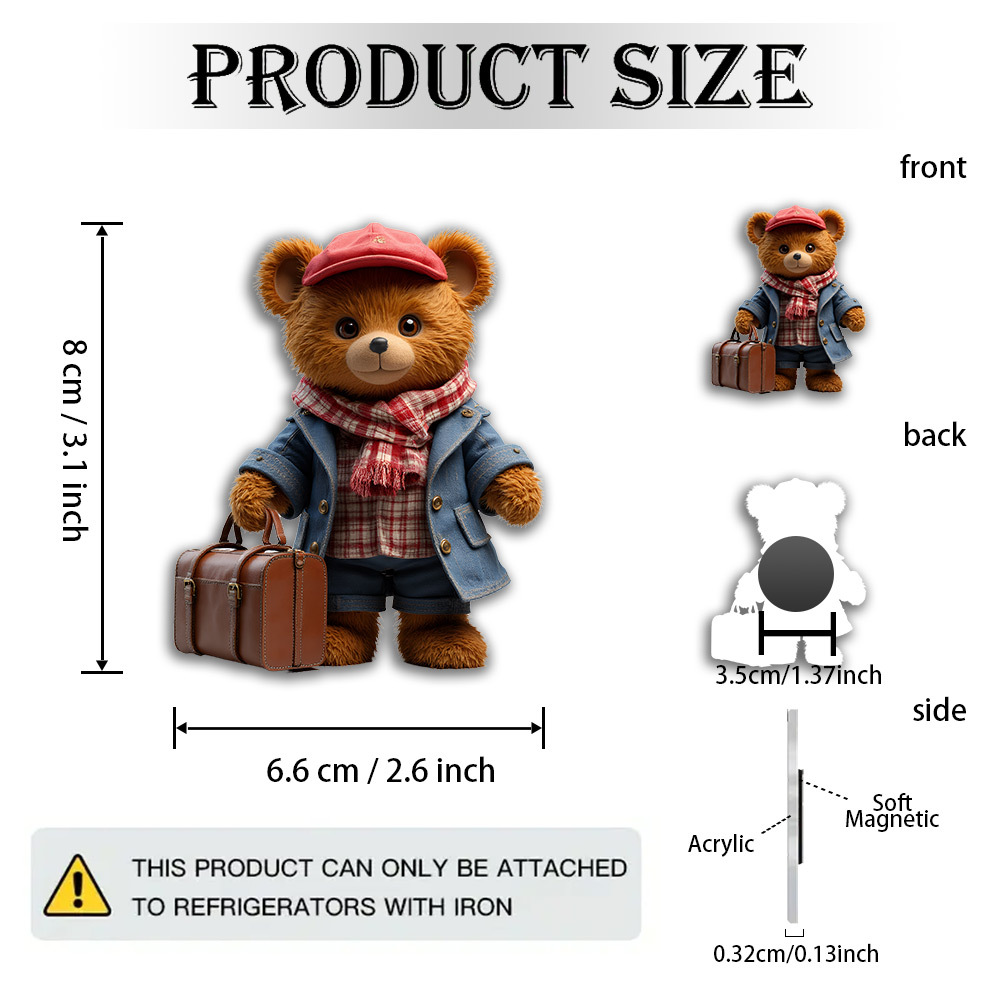 TEMU 1pc Teddy Bear Figurine- Acrylic Realistic Collectible With Base Suitable For Collectors& Gift Lovers, Compatible For Refrigerator, Bulletin