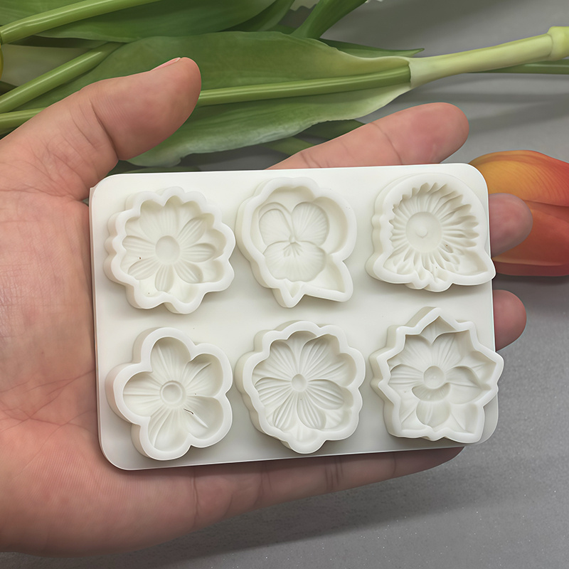 TEMU 1 pz Stampo in silicone a 6 link stile Ins con di orchidea 3D in resina, Stampo in silicone per argilla in resina a forma di margherita, Stampo