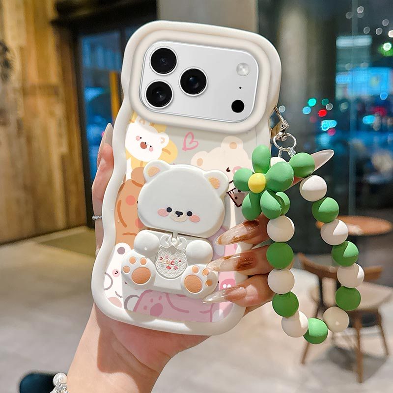 TEMU Coque de téléphone : Étuis durables pour iPhone 17 Pro Max au confortable, motif de petits animaux avec support chat et lanière, compatible avec