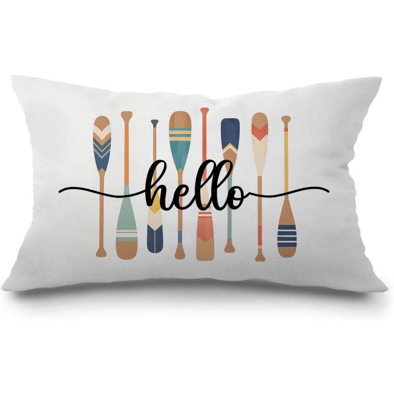 TEMU 2d Flat - 1pc Of 2d Flat Printing, Decorative Throw Pillow Case From Jinyo Featuring Coastal Nautical Designs, Measuring 12x20 Inches. Ideal For