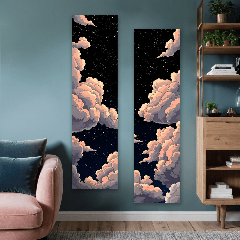 Starry Night Sky Tapestry Wall Decor Fantastic Clouds Set Of 2_voghion.com