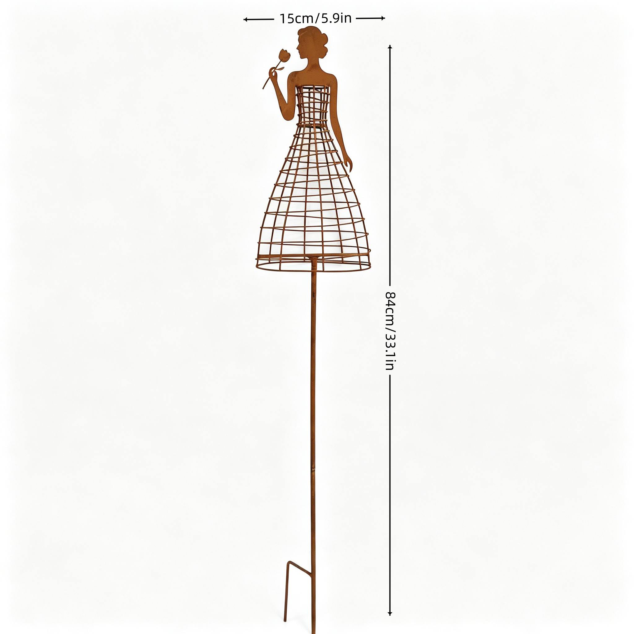 TEMU [Plat 2D] 1 Piquet de sol Femme Rouillée Grimpant sur Treillis de , Support de Robe Longue pour , Insert de Sol pour de Fleurs de Cour pour