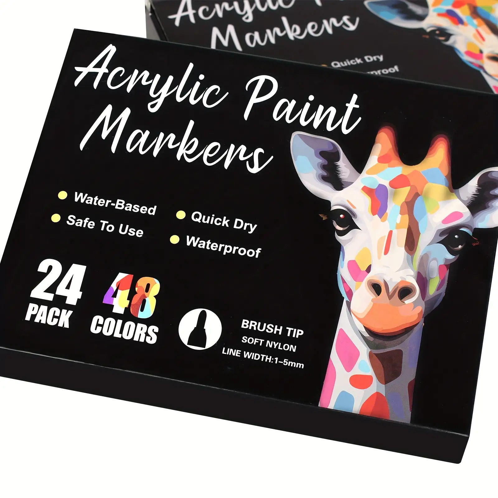 36 pack 72 colors 24 pack 48 colors 12 pack 24 colors acrylic paint marker pens dual tip brush tip   acrylic paint pens suitable for adults     plastic glass ceramic  