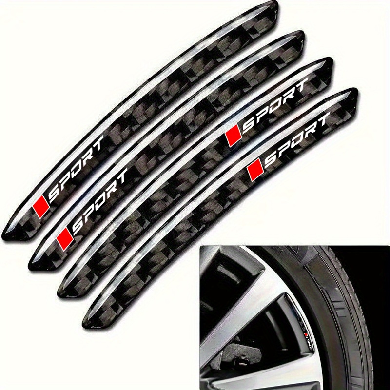 Set Of 4 Car Wheel Decals, Carbon Fiber Material, Designed To Conceal Tire Defects And Enhance The Sporty Of Any Vehicle, Compatible With All Models