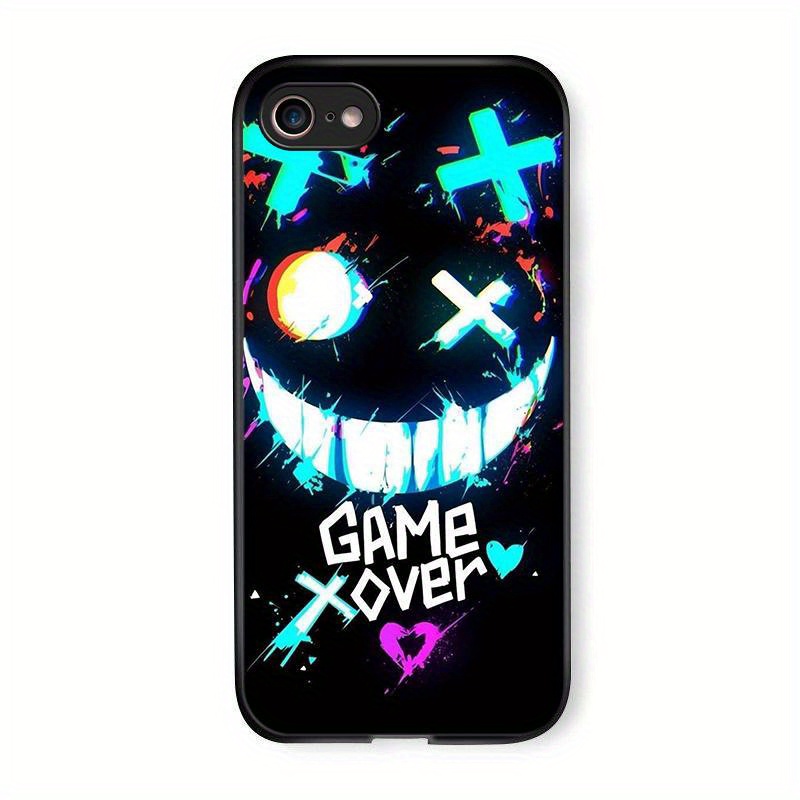 TEMU Phone Case: For Iphone 7/8 Se (2022) Se (2020) /8/se2/se3 Cool Neon - Style : A "game Over" Game - Themed Tempered - Glass Phone Case Cover