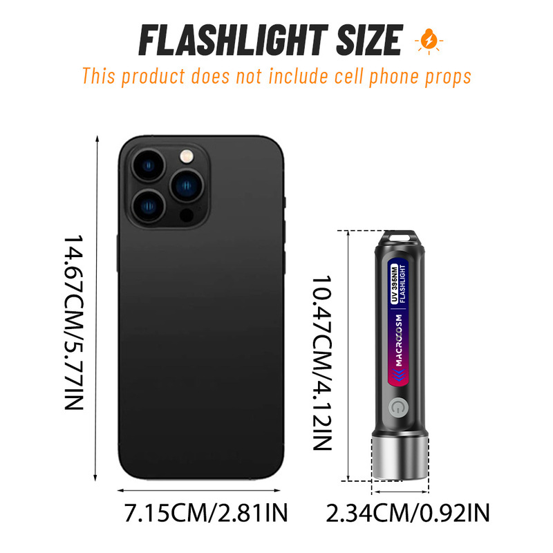 2pcs 395nm UV LED Flashlights - USB Rechargeable, High-Power for Urine & Scorpion Detection, Resin Curing, Pet Stain Removal, Camping & Fishing, Hotel Inspection, Nail Lamp, Portable