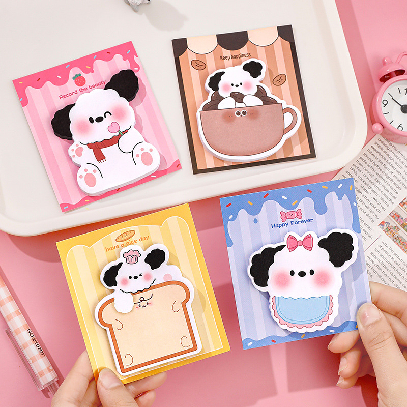 TEMU A Set Of 4 Packs Of 120 Cute Special-shaped Dog Sticky Notes, Cartoon High-value Tearable Sticky Note Paper, Student Stationery, Message N Times