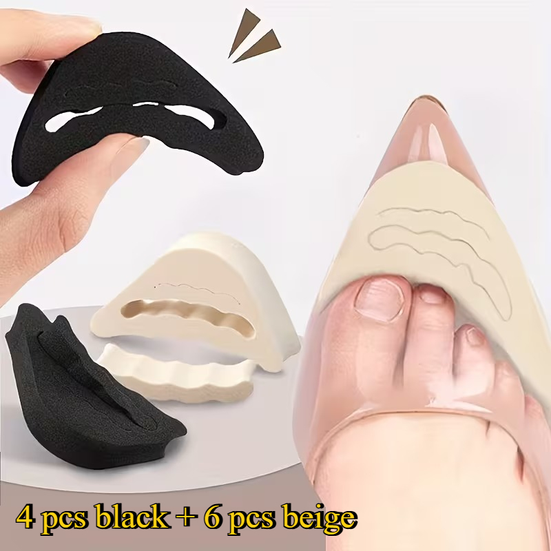 TEMU 10pcs Semi-sponge Toe Caps, Adjustable Toe Protection Pads, Anti-slip And - Size-reducing Inserts, Suitable For High Heels, Casual Shoes, Boots