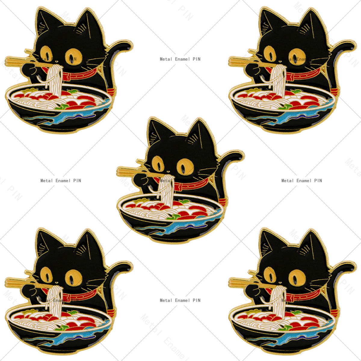TEMU 5pcs/set Cute Black Cat Lapel Enamel Pins And Brooches Badge Pins For Backpacks Bags Backpack Cool Decoration Friend For Gifts Men Women