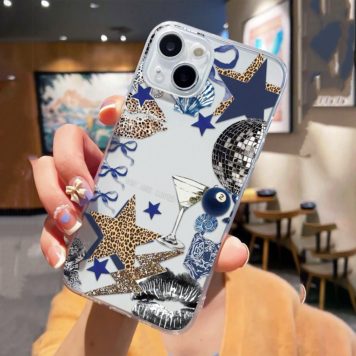 TEMU para Teléfono - Nueva Transparente de TPU con Estampado de Leopardo y Labios de Estrella, Adecuada para iPhone 17 Max, iPhone 16 15 14 13 12 11