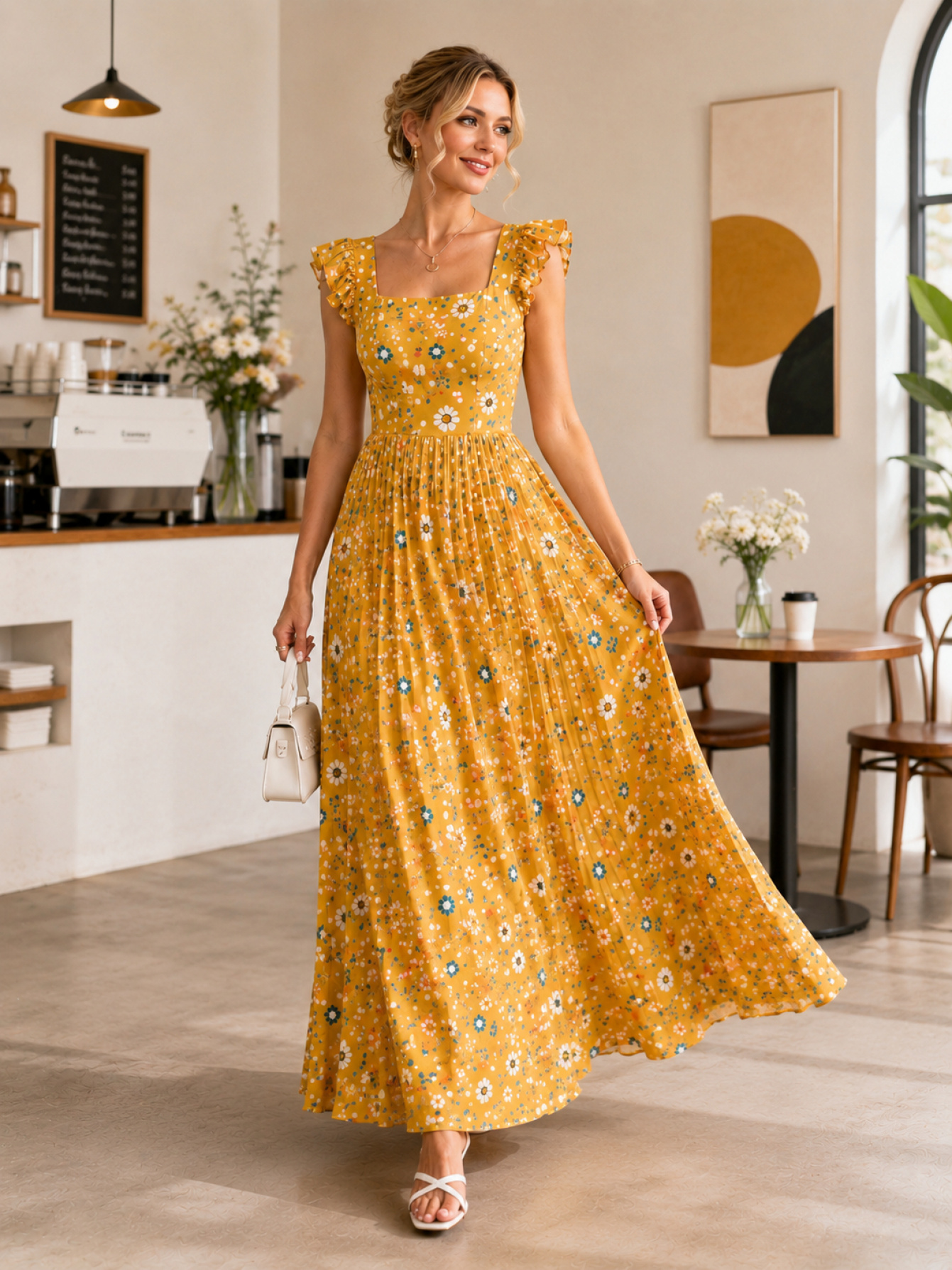 ladies mustard dress Altar'd State Womens Yellow Square Neck Striped Button Maxi Size M length dress provides both comfort and style QUIZ Women's Mustard Satin High