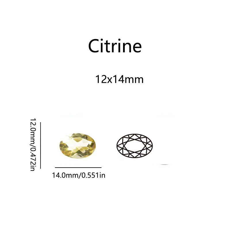 12x14mm Oval Citrine Cut Natural Yellow Crystal Faux Gemstone