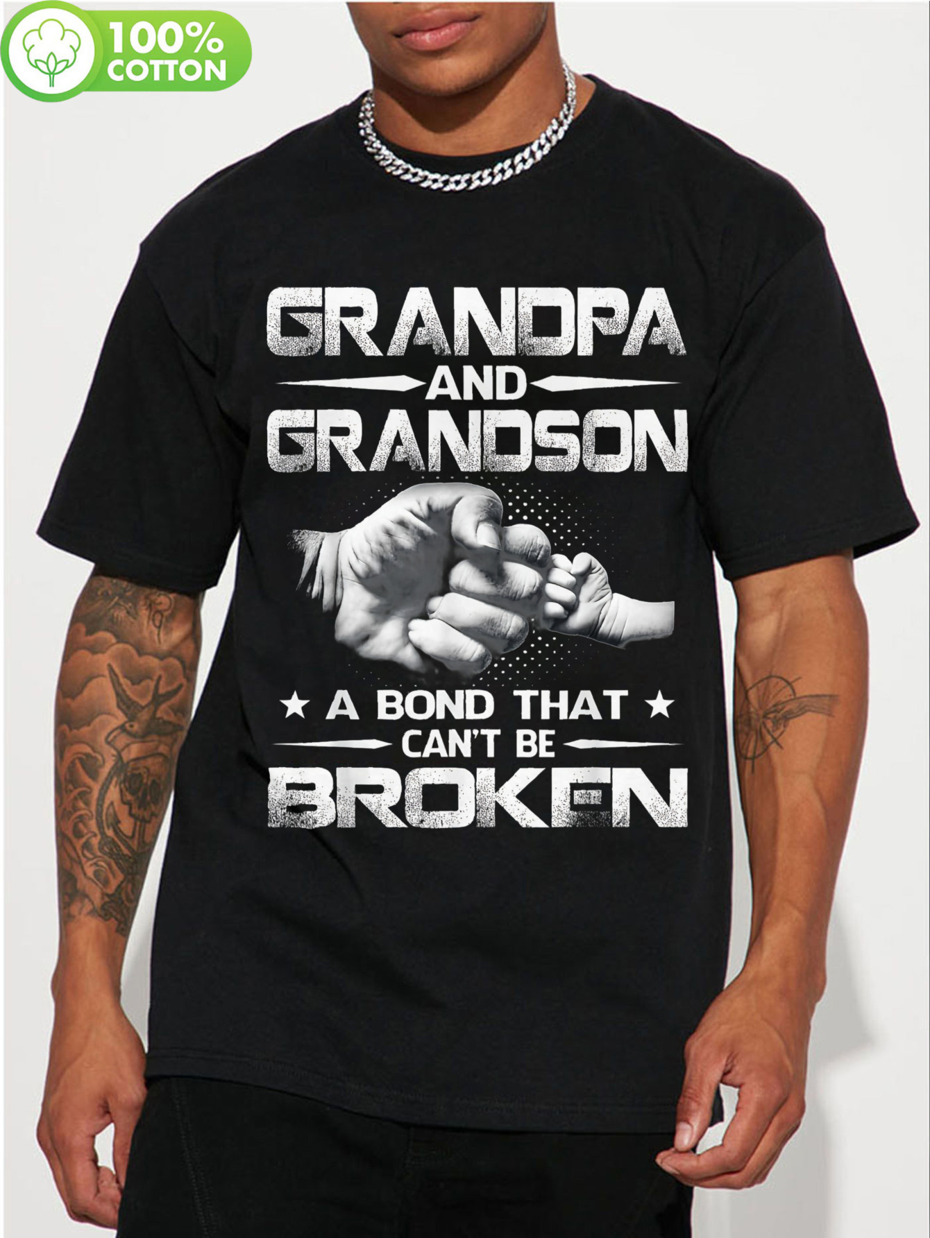 grandpa i   veza   se ne može prekinuti grafička   - 100% pamuk, regular fit casual   s  om srca za obiteljske poklone, planinarenje i  i na otvorenom, majice za djedove, odjevni predmeti za vanjsku  , sentimentalni  , prozračna tkanina, izdržljivi materijal, usklađene majice, muška odjeća