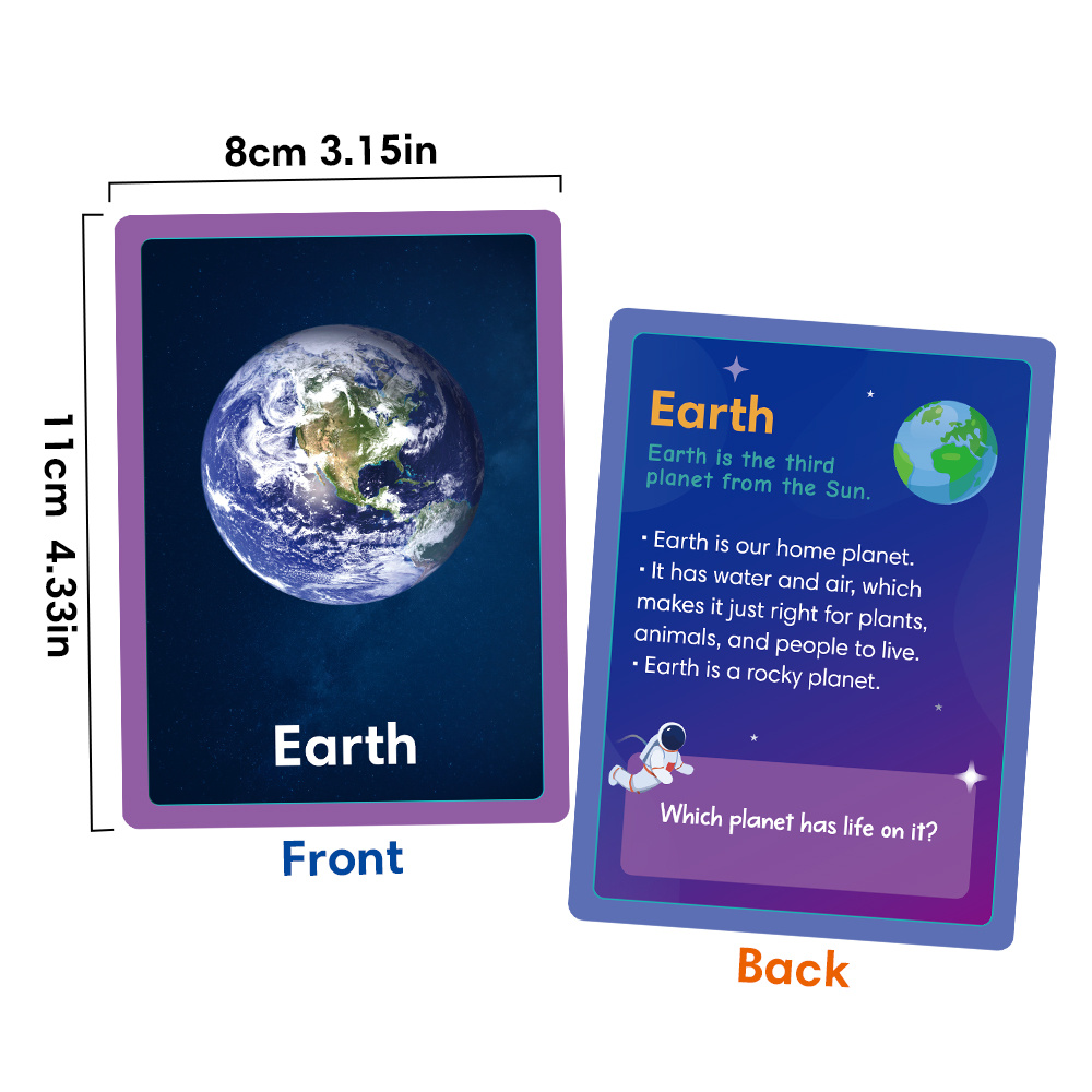 Solar System Learning Flash Cards - 15 Double-Sided Set