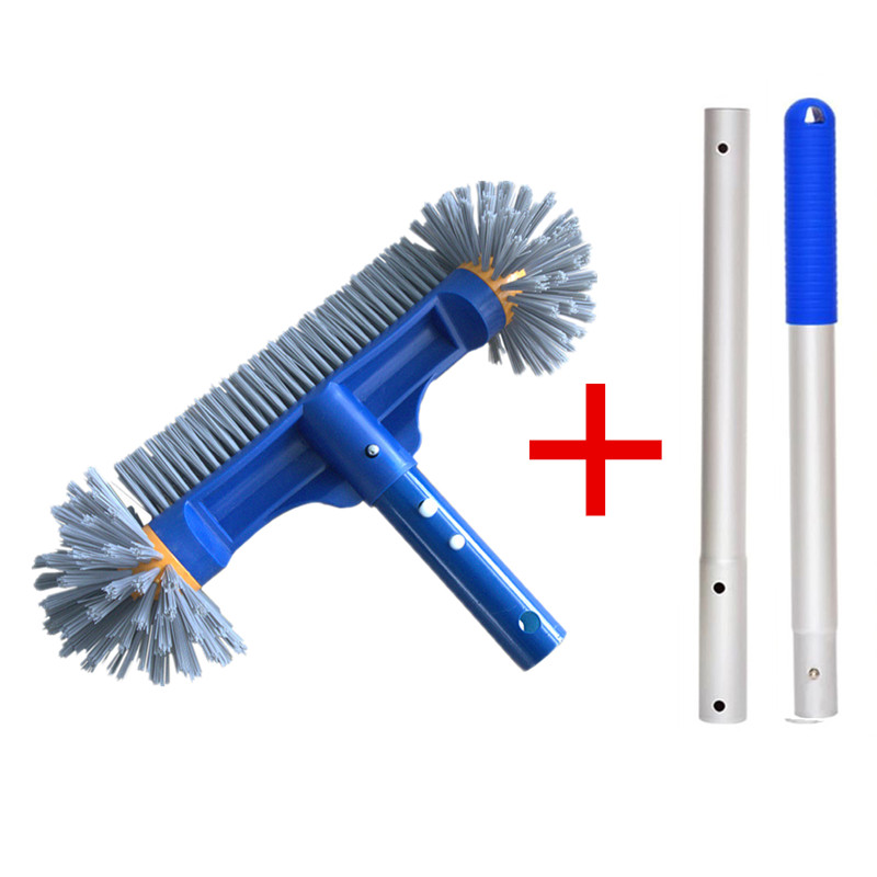 TEMU Multi-specification Package Brush With Pole For Household Outdoor Swimming Pool Cleaning Brush, Round Ball , Pole Back Universal Handle Swimming