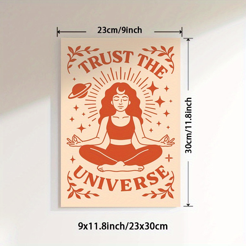 TEMU 2D Plat, 2D Plat, Ongelijste 2D Platte Poster van een Meditatie , Canvas Print van Vertrouwen in het Universum, Vredige Vibes Kunstwerk, Hemelse