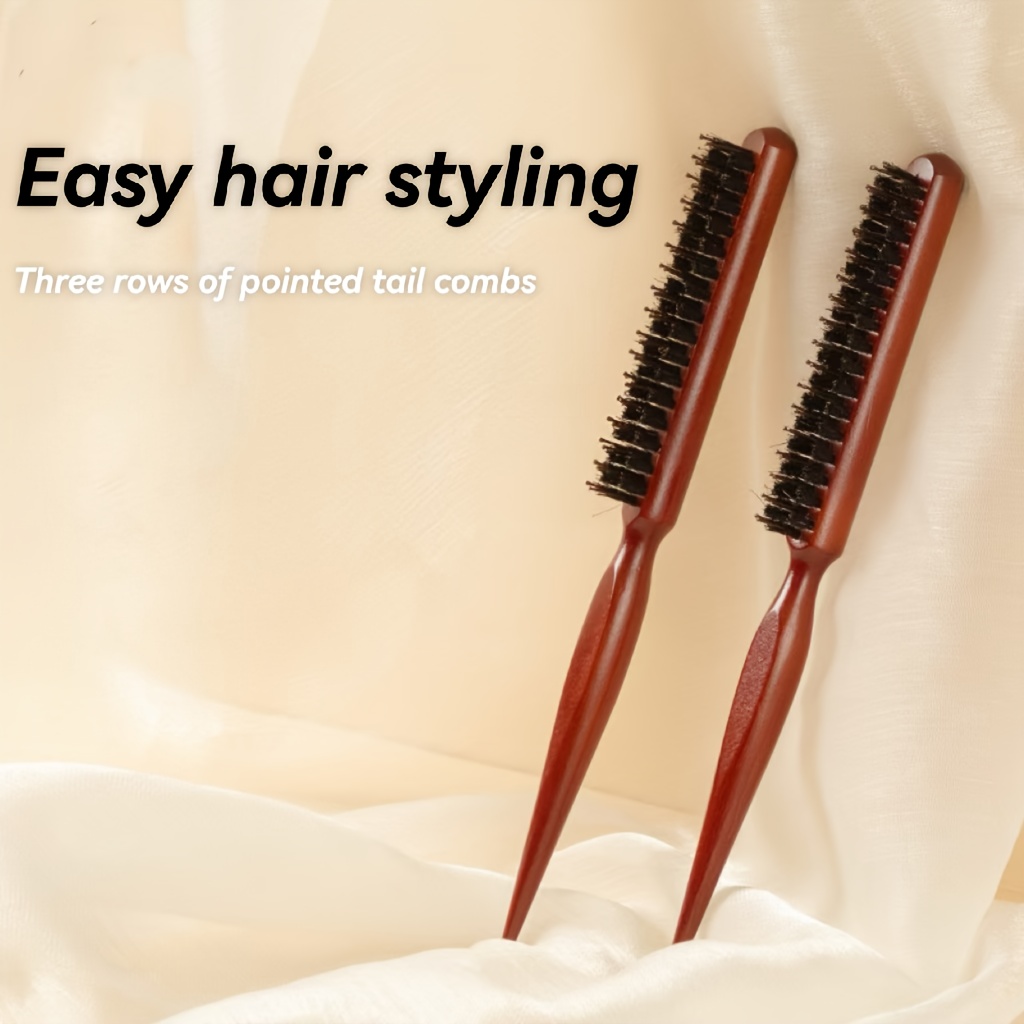 Three-Row Pointed Tail Comb with Bristles • Artificial & Synthetic... product image 4